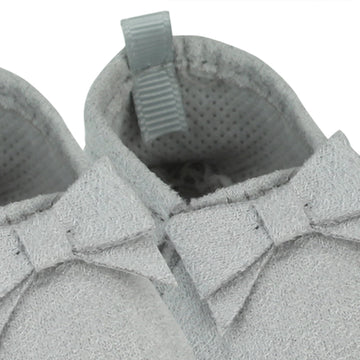 Sophia's Small Adorable Mix & Match Suede Slip-On Moccasin Ballet Flat Shoes with Fringe Details and Bows for 15 Baby Dolls, Gray