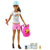 Barbie Self-Care Doll, Brunette Posable Hiking Doll with Puppy & Accessories Including Backpack Pet Carrier & Camera