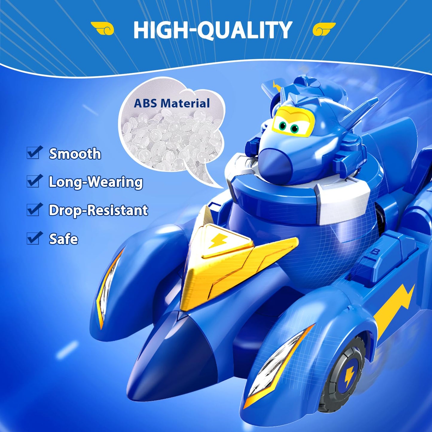 Super Wings Race Car Toys, 5 in Jerome Spinning Tops and Race Car Toys for Kids, 2-in-1 Mode Vehicle Toys Cars for 3 4 5 6 7 8 Year Old Boys