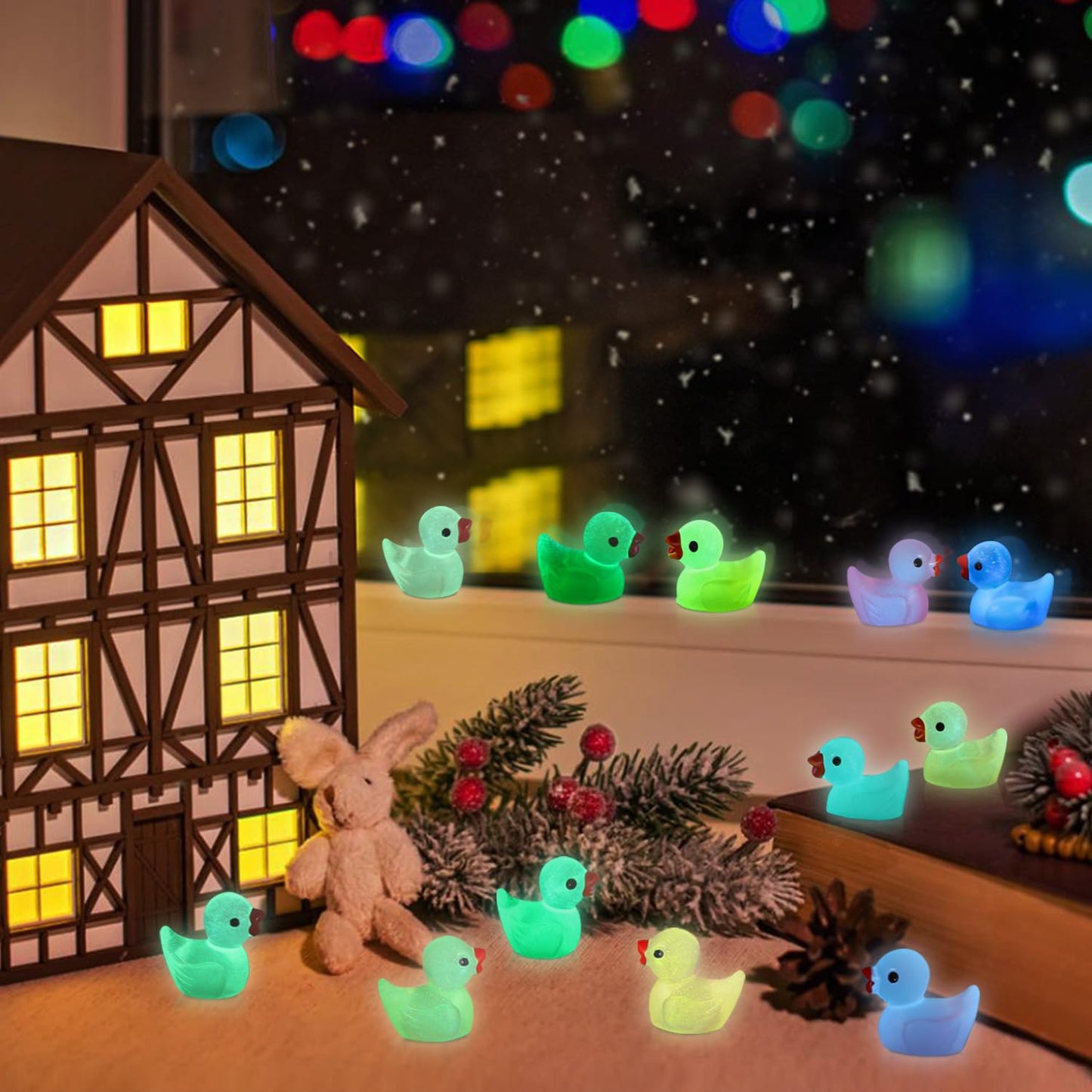 Arcimatto 240 Pack Mini Ducks Tiny Resin Duck Bulk Decor Figures for Miniature Dollhouse Decor Garden Aquarium Potted Ornament, DIY Charm Crafts Hide