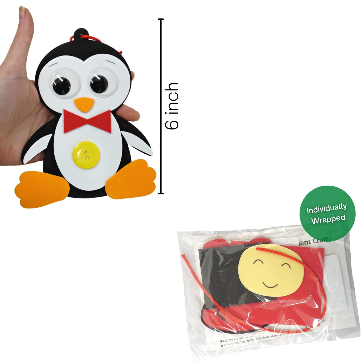 4E's Novelty Foam Christmas Character Ornament Crafts for Kids (12 Pack) Santa, Gingerbread Man, Snowman, & Penguin Christmas Crafts for Kids Toddlers