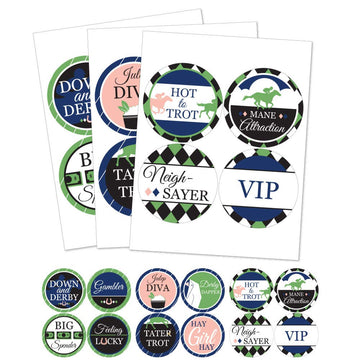 Big Dot of Happiness Kentucky Horse Derby - Race Party Funny Name Tags - Party Badges Sticker Set of 12