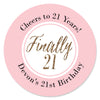 Big Dot of Happiness Custom Finally 21 Girl - Personalized 21st Birthday Party Circle Sticker Labels 24 Count