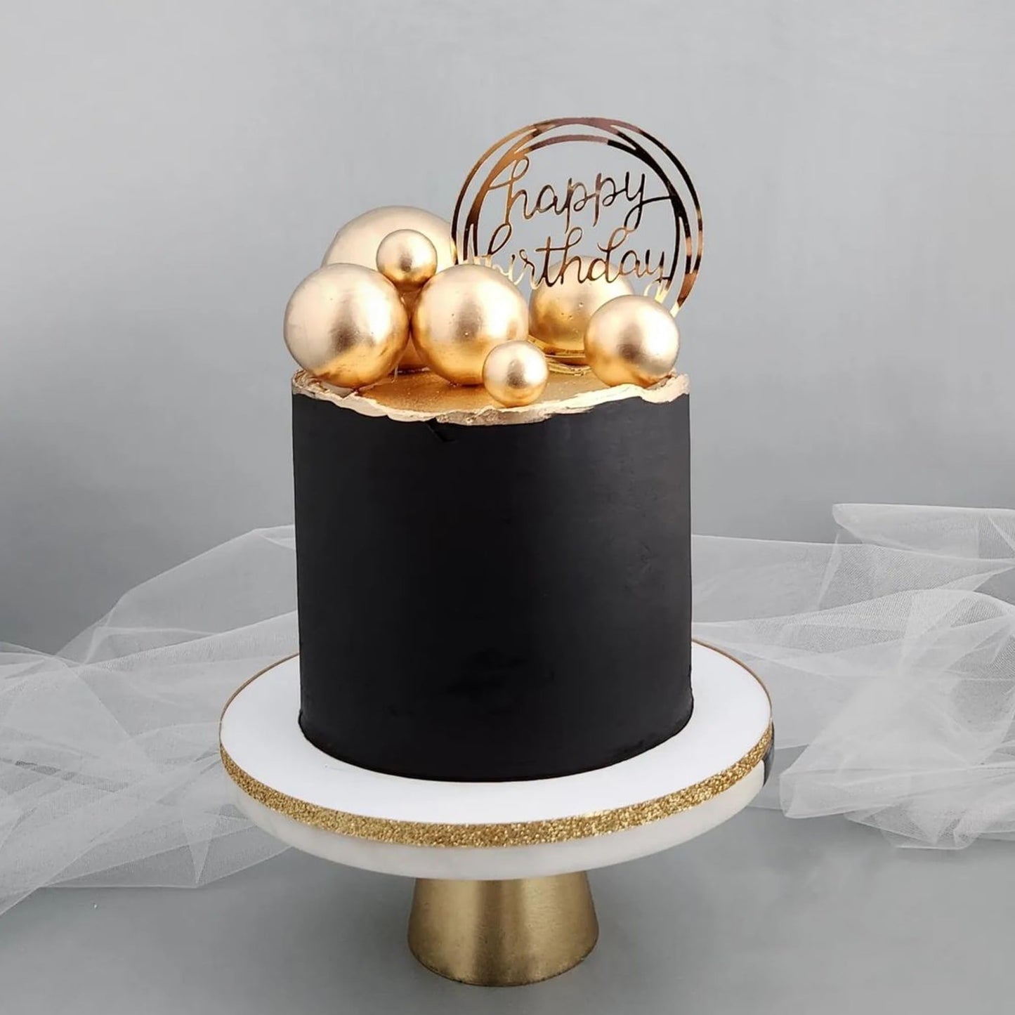 Ball Cake Toppers Simplicity Gold Ball Cake Toppers DIY Cake Insert Topper Foam Cake Balls Baking Decoration for Wedding Anniversary Birthday (Gold)