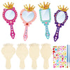 Fennoral 12 Pack Wooden Mirror Craft for Kids Decorate You Own Princess Mirrors for Girls DIY Paint Wooden Hand Mirror for Art Activities Princess