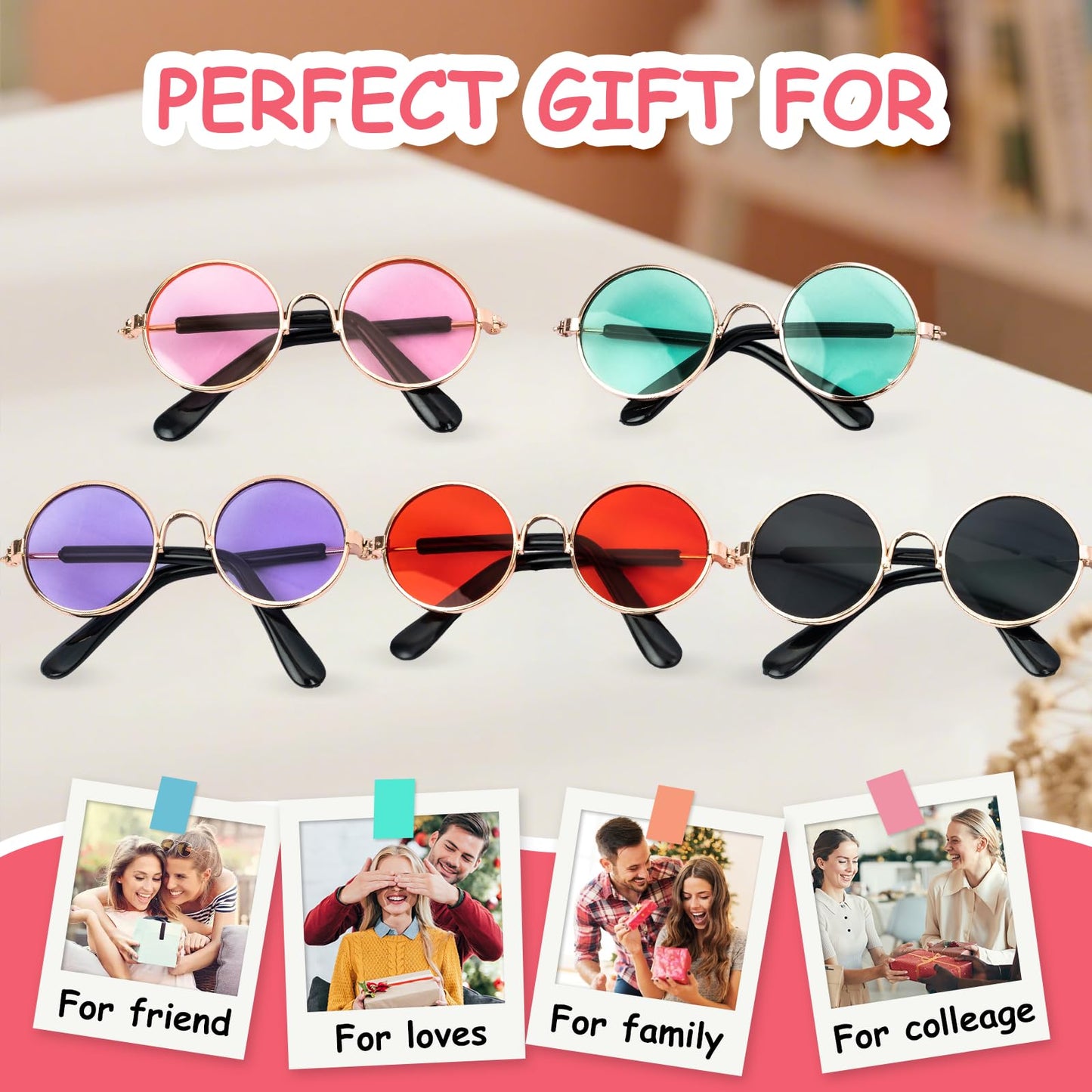 5pcs Doll Glasses, 5 Colors Plastic Dress up Eyeglasses for lububu(No Doll)