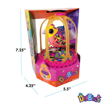 DigiBirds Interactive Singing Bird Toy - with Cage - 50+ Melodies, Collectible Electronic Pet, Tap to Tweet & Sing, Collect Mechanical Bird