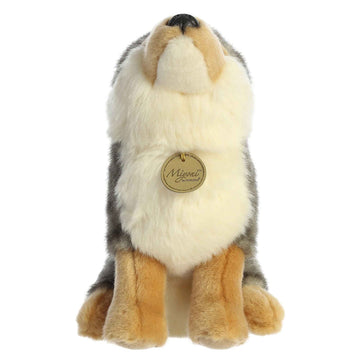 Aurora® Realistic Miyoni® Wolf Stuffed Animal - Lifelike Details Make a Cherished Companion - Perfect for Decorating Bedrooms or Classrooms - Gray 8.5