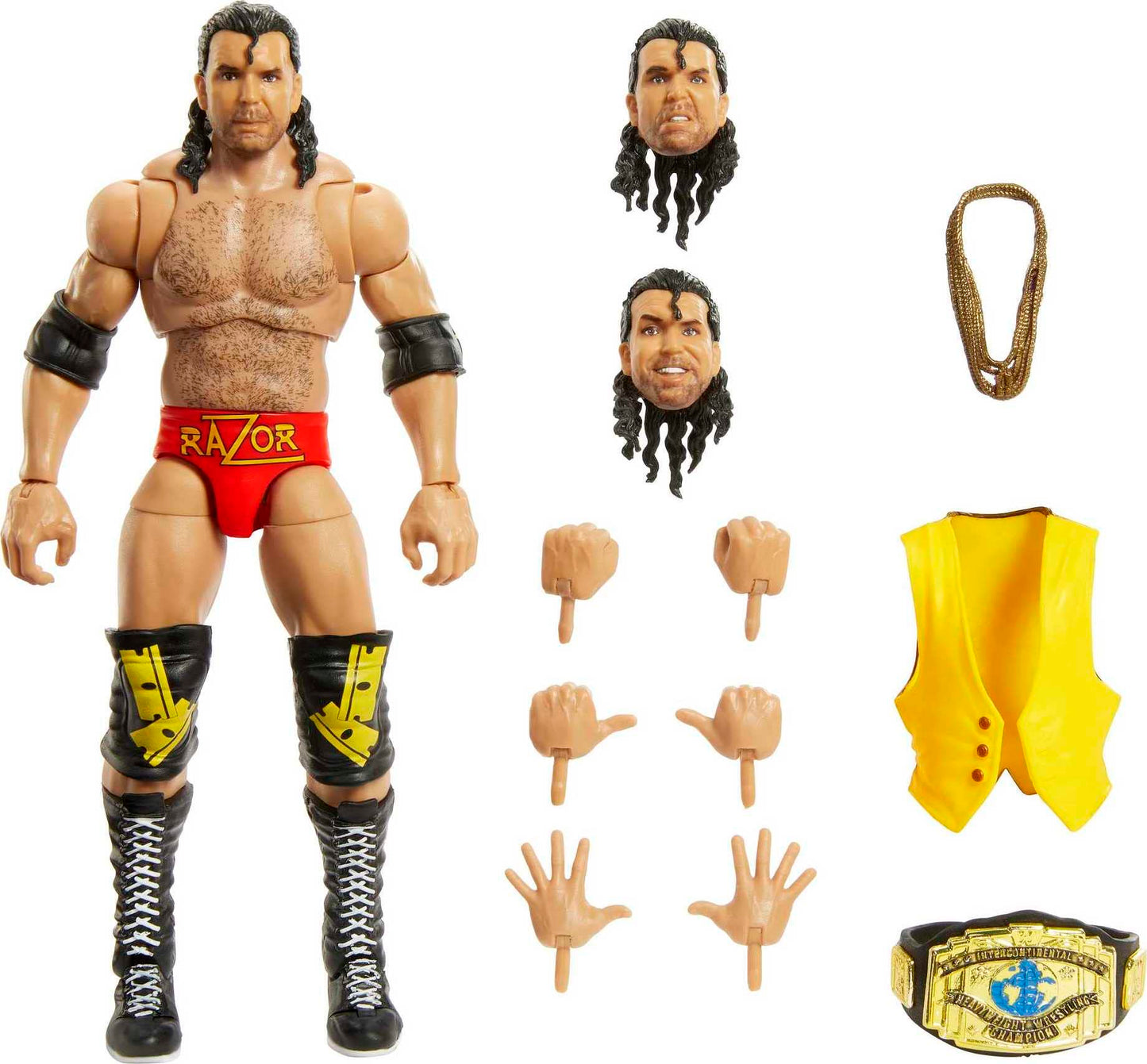 Mattel WWE Razor Ramon Ultimate Edition Action Figure, Deluxe Articulation & Life-Like Detail, Interchangeable Accessories, 6-in