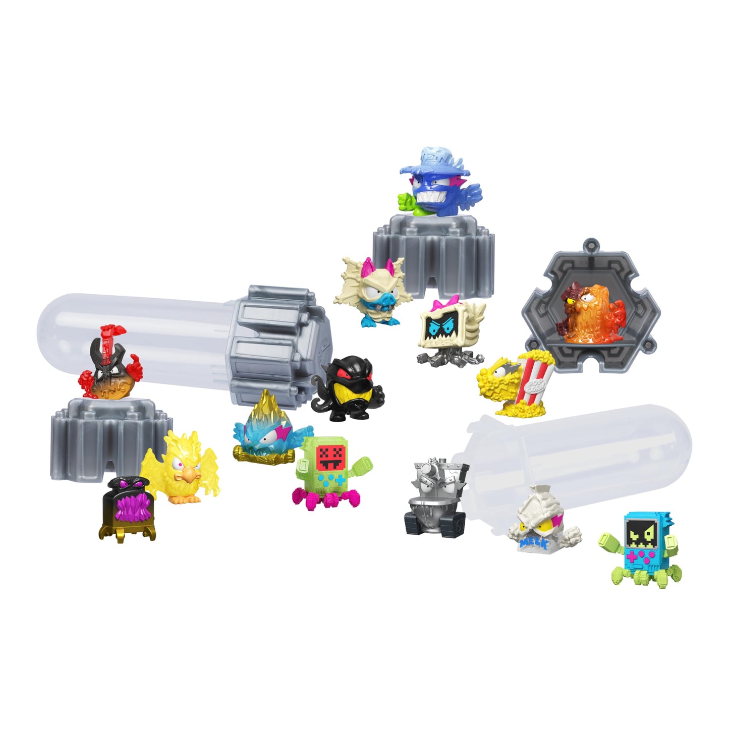 MrBeast Lab Swarms Series 3, Hyper Fusion Series, 14 Pack Collectible Micro Beasts, 14 Collectible Stickers & 4 Fusion Caps to Build Out Your Own