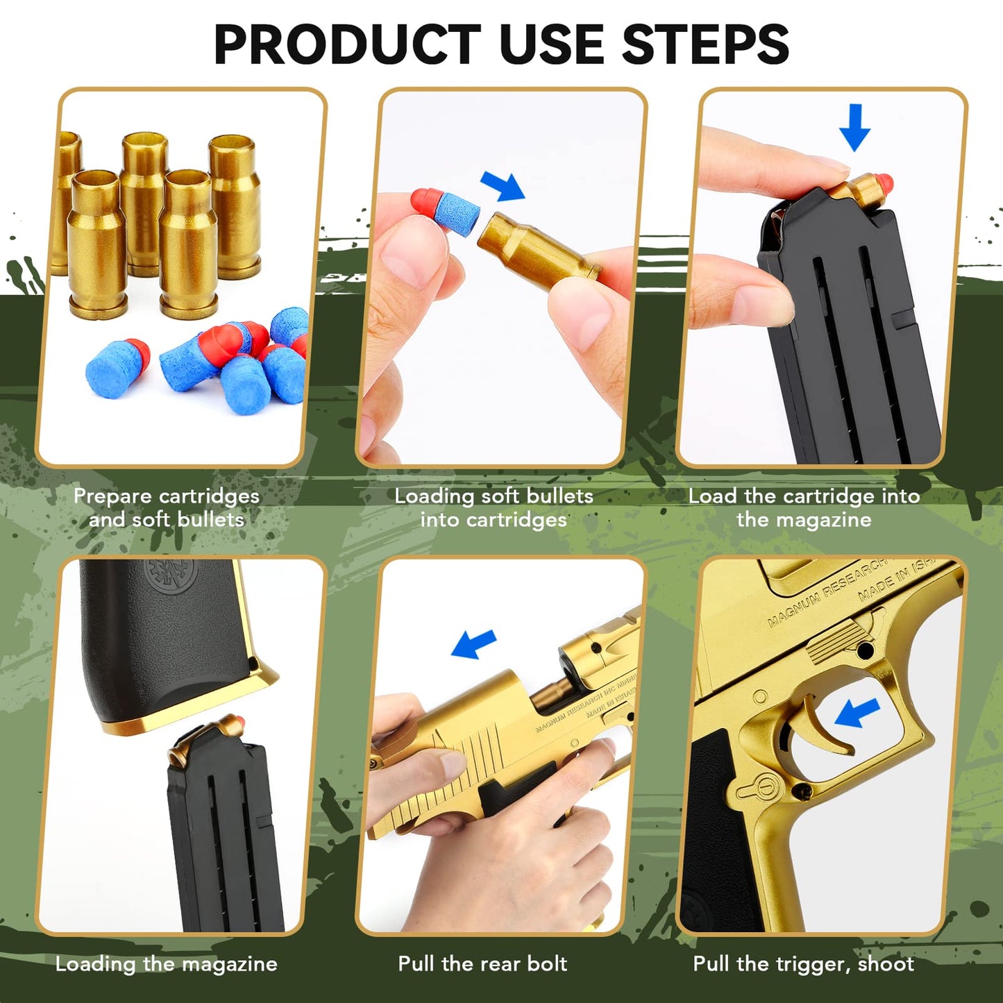Toy Gun with Soft Bullets, Reloading Rebound Shell Ejecting Shooting Games Soft Foam Blaster, Education Model Toys, Birthday for Boy Age14+ Years Old