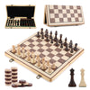 15 Inch Wooden Chess Set with Folding Board and Chess Piece Storage Slot, Handmade Portable Travel Chess Game Sets for Kids Adults Beginner and Pros