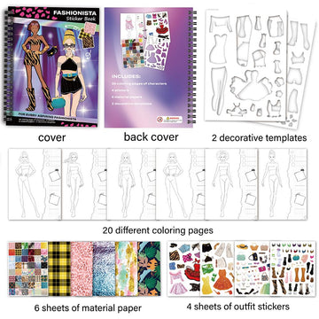 8.5"×6.5" Dressup Sticker Book - 20 Pages Portable Sticker Activity Book with Fashion Design Stickers for Teens & Adults, Creative Dressup Fun