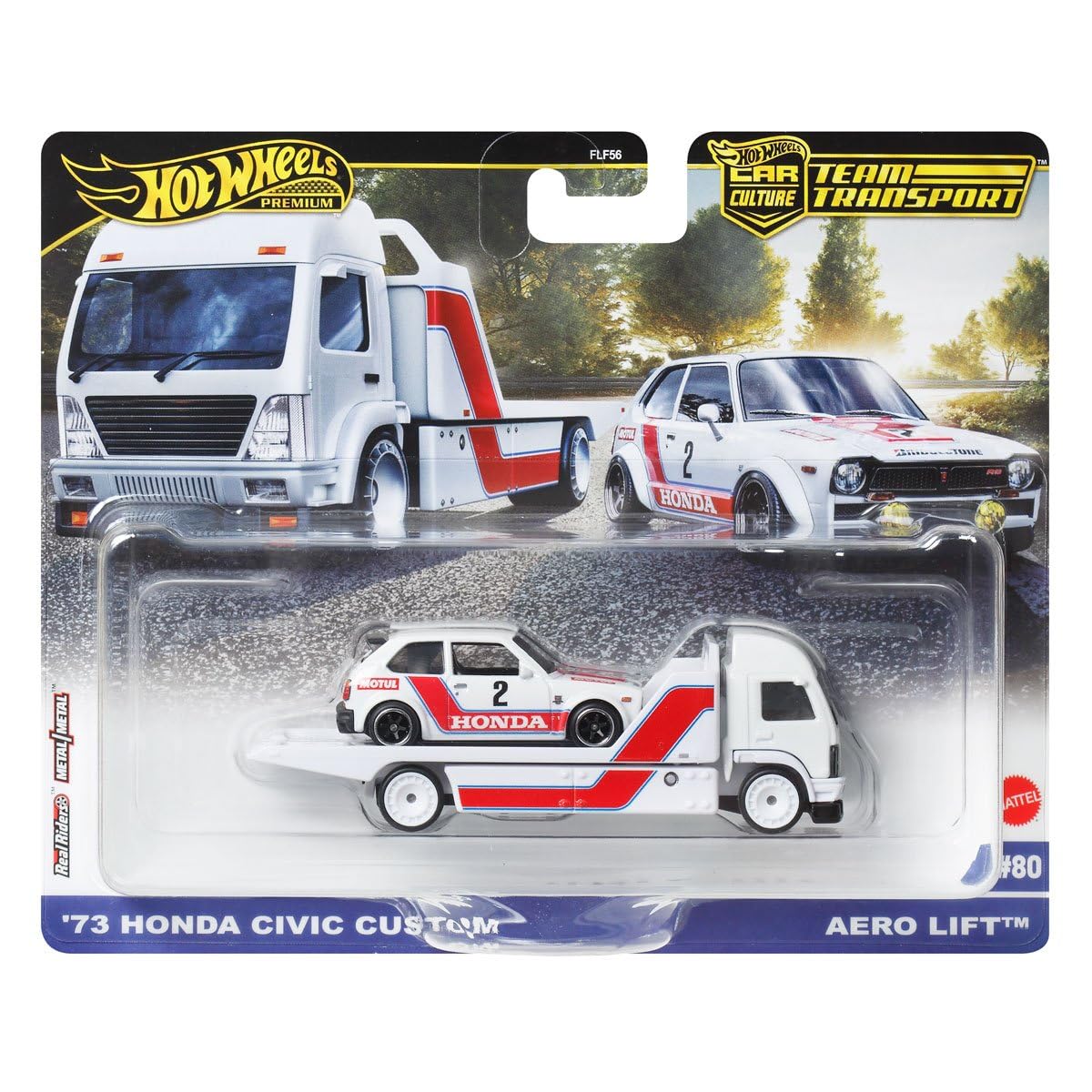 Hot Wheels Team Transport '73 Honda Civic Custom Aero Lift #80, 1:64 Scale Model