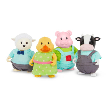 Li’l Woodzeez Farm Set, 4 Posable Animal Toy Figures, Friendz Club