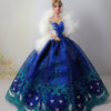 Icollect 1 PCS Embroidery Wedding Party Gown Dresses & Clothes for Barbie Doll- Blue