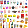 50 Pcs Miniature Food Drink Bottles Soda Pop Cans Pretend Play Kitchen Game Party Accessories Toys Hamburg Cake Ice Cream for 1/12 Doll House