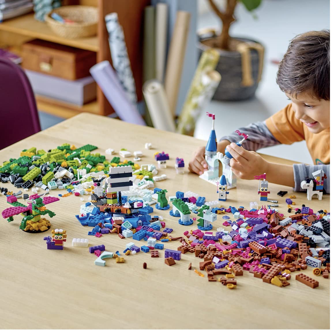 Classic Creative Fantasy Universe Set 11033, Building Adventure with Unicorn Toy, Castle, Dragon and Pirate Ship Builds, Toys for Kids Ages 5 Plus