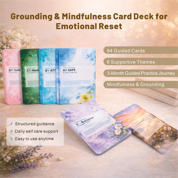 TechMysteryHouse 84 Mindfulness and Grounding Cards for Emotional Reset, Guided Self Care Deck with Purpose and Practice for Adults and Teens