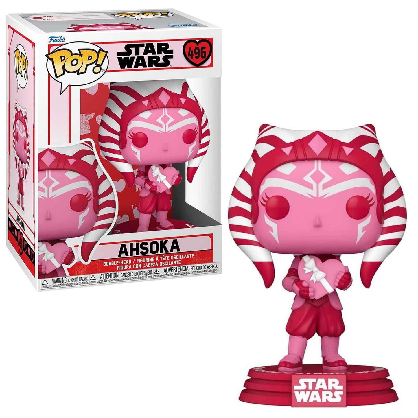 Funko POP Valentines Star Wars Collectors Set - Luke & Grogu, Mandalorian, Ahsoka, Grogu, Figures Stand 3.75" Tall, Each Figure Comes Individually