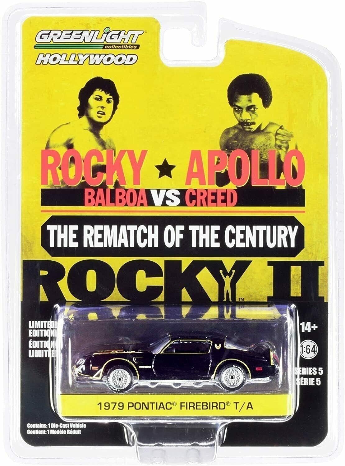 Collectibles 1979 Pontiac Firebird Trans Am T/A Black with Hood Bird Rocky II (1979) Movie Hollywood Series Release 5 1/64 Diecast Model Car by