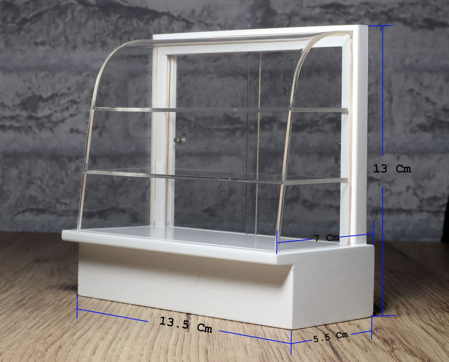 Miniature Cake Bakery & Bread Display Cabinet Beautifully Handmade, piece by piece - 1/12 Scale Dollhouse Bakery Furniture, Acrylic & Wood Showcase