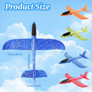 PUREZON Foam Airplane Toys, 4 Pack, 17 Inch, 4 Colors