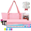 American Mahjong Game Set with Pink Carrying Bag,166 Premium White Tiles (1.2''), All-in-One Color Rack/Pushers, Chips, Wind Indicator, English