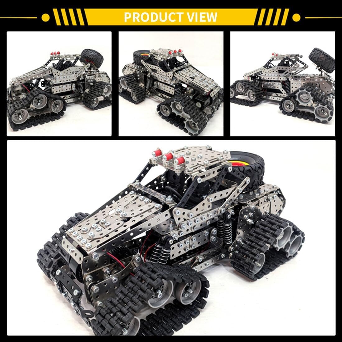 XURUYI Building Sets Stem Assembly Metal 3-D Puzzle Off-Road Model Car Building Kit Construction Set Toys Assemble Remote Control Snowmobile