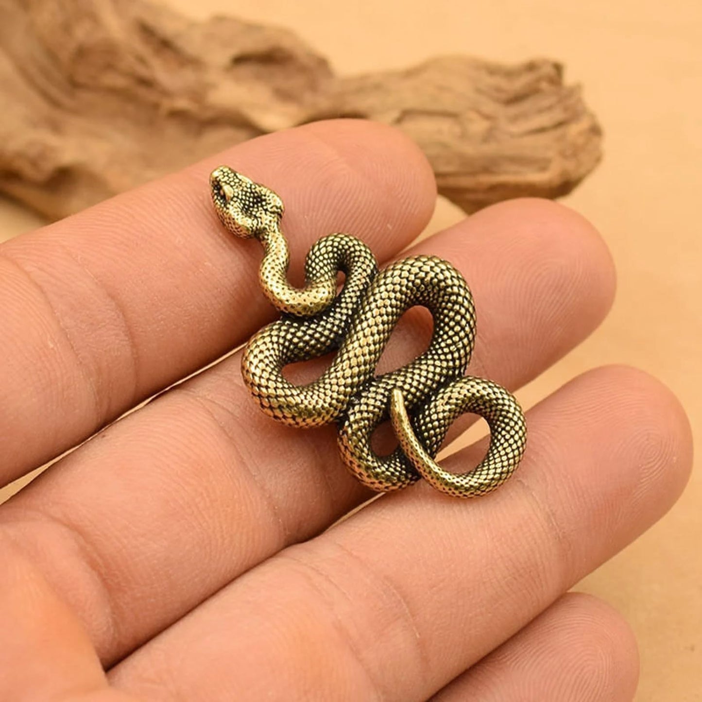 Aorvoras Miniature Snake Figurine, Brass Snake Figurines, Retro Snake Statue Ornament, Dollhouse Miniature Snake, Mini Micro Garden Landscaping