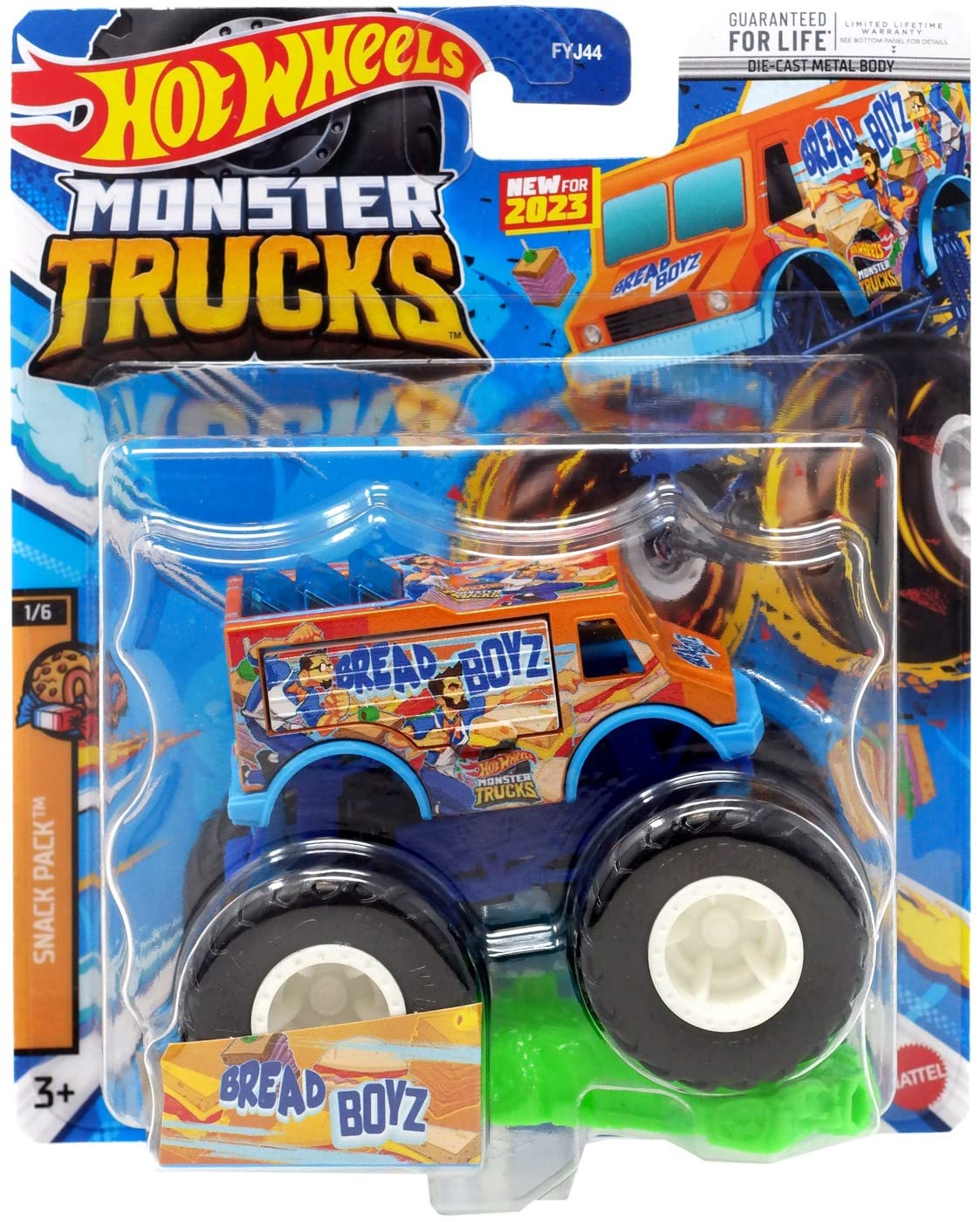 Hot Wheels 2023 Monster Trucks Bread Boyz, Connect and Crash car Included 1:64 Scale Die-Cast