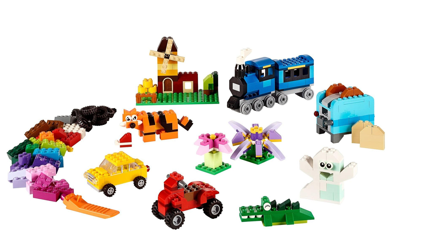 LEGO Classic Medium Creative Brick Box 10696 Building Toy Set - Featuring Storage, Includes Train, Car, and a Tiger Figure, and Playset for Kids