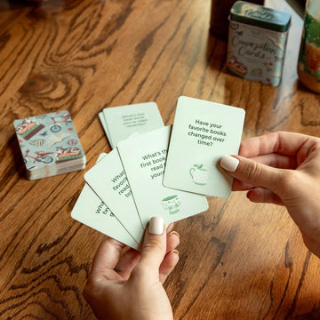 1Canoe2 Book Club Conversations Card Game, 50 Conversation Starter Cards in Decorative Tin (Reading Edition)