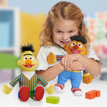 Sesame Street Friends Bert and Ernie 8-inch 2-piece Sustainable Plush Stuffed Animals Set, Kids Toys for Ages 18 Month by Just Play