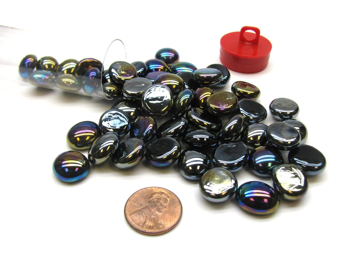 Chessex Glass Gaming Stones: Black Opal Iridized (40)