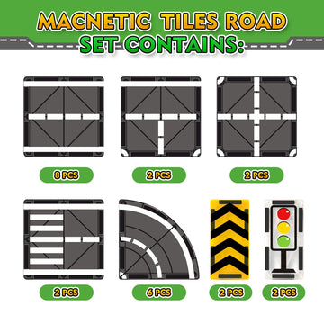 Magnetic Tiles Road Expansion Set for 3+ Year Old Boys & Girls