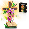 Jesus Cross Flowers Building Blocks Set, Religious Crucifix Compatible with Jesus Building Toy for Decor, Catholic Bible Building Toys, Christmas