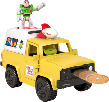 Fisher-Price Imaginext Disney and Pixar Toy Story Pizza Planet Truck with 3-inch Buzz Lightyear & Alien Friend Action Figures, Toy Vehicle & Pizza