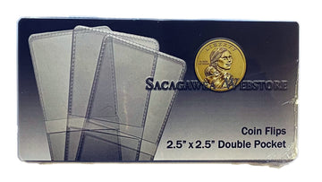 25 Pack Double Pocket 2.5 x 2.5 Unplasticized Vinyl Flips Safe for Long Term Coin Storage