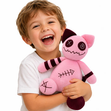 Bilibang Cat Plush,Gothic Style Pink Cat Plush, Zombies Cat Stuffed Animal