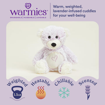 warmies Microwavable & Weighted Stuffed Animals, Love Bear - Heated Stuffed Animal Plushie for Warmth & Comfort - Cute Soft Plush Toys for Adults