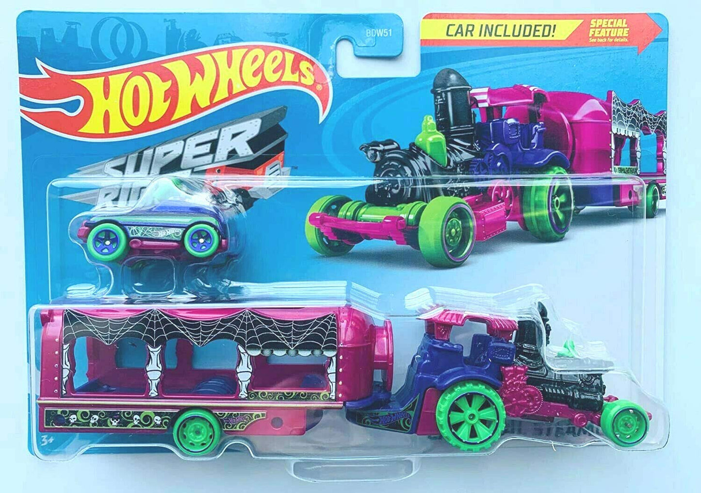 DieCast Hotwheels 2020 Super Rigs Carnival Steamer (Spooky Halloween Purple) car Included