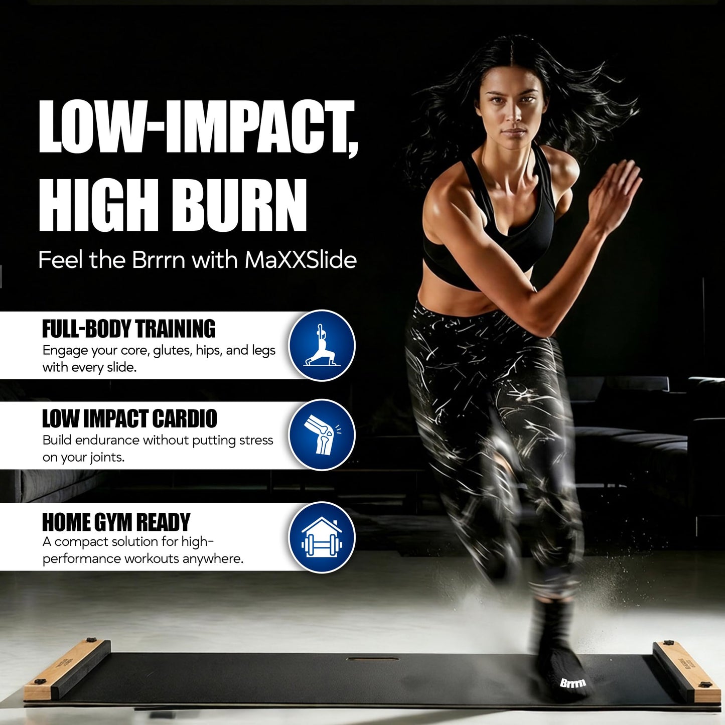 MaXXSlide Adjustable Slide Board (5ft or 6ft) - Premium Lateral Training Board for Hockey, Speed, Agility & Home Fitness | Includes Booties & Glide