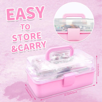 Bobbie Art Arts & Crafts Box 3000+ pcs Deluxe Craft Supplies Box Pink Box - Art Crafting Kit Birthday Gifts for Kids, School Supply for Ages 4-12