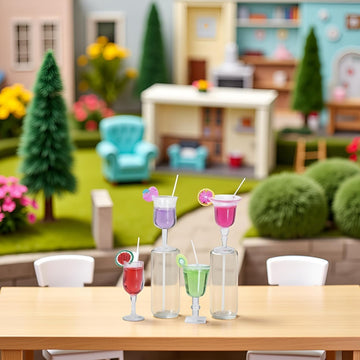 4-Piece 1:12 Scale Mini Bar Set - Hyper-Realistic Resin Wine & Cocktail Bottles for Dollhouse Kitchens, Architectural Models & Photography Props