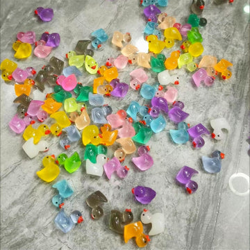 DZTIAN Glow in the Dark Mini Rubber Ducks12 Colors 35 Mini Resin Duck Garden Duck Class Activity Micro Landscape Decoration Ducklings Toy House Prank