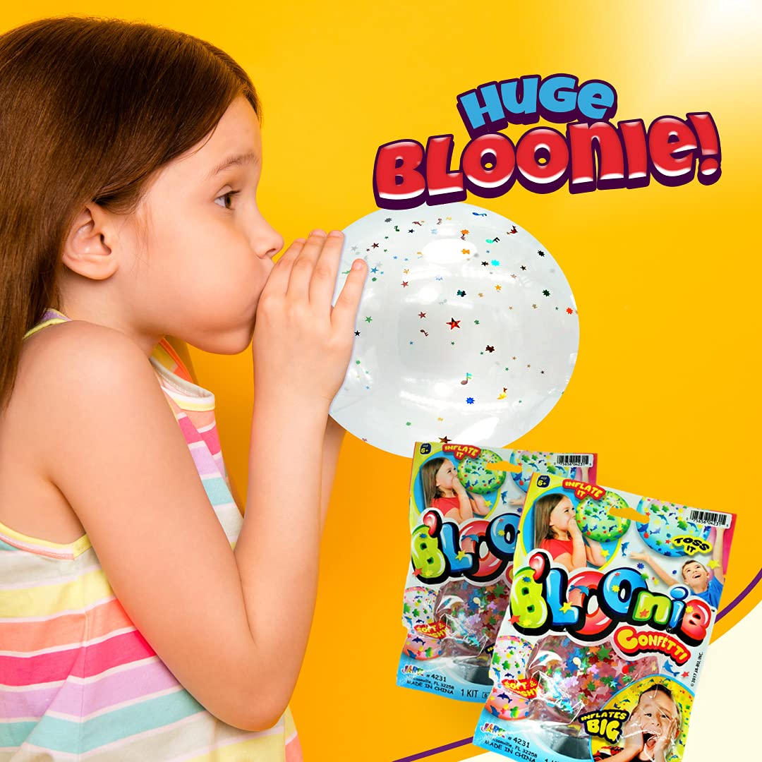 JA-RU Bloonie Inflatable Mega Ball (4 Packs) Soft Clear Confetti Filled Bubble for Kids & Adults. Summer Pool, Beach, Yard Toys. Party Favor, Birthday