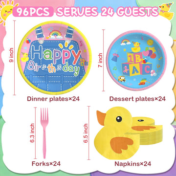 Fufuddz 96 pcs Rachell Cartoon Teacher Party Decorations, English Teacher Paper Party Plates and Napkins for 24 guests, Dinnerware Set for Fans Girls