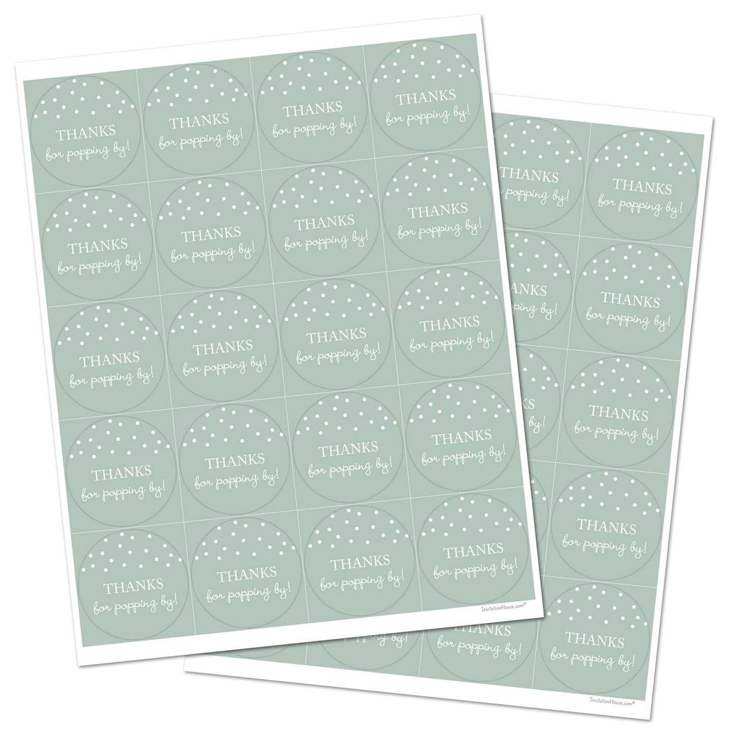 40 Thanks for Popping By! Popcorn Favor Stickers (White on Mint)
