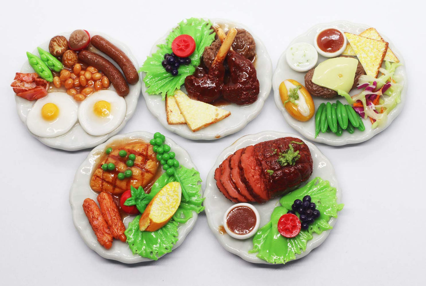 Set 5 Dollhouse Miniature Food Lamb Ribs - Realistic Mini Food Accessories for Dollhouse Kitchen Decor 1:6 Scale Collectible